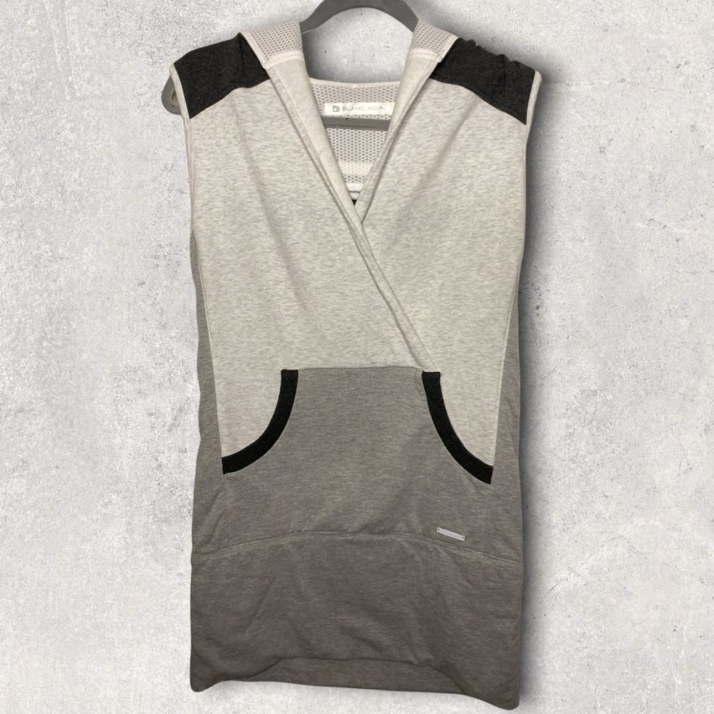 Blanc Noir Heather Gray Sleeveless Hoodie Cotton Size XS Athletic Reflective